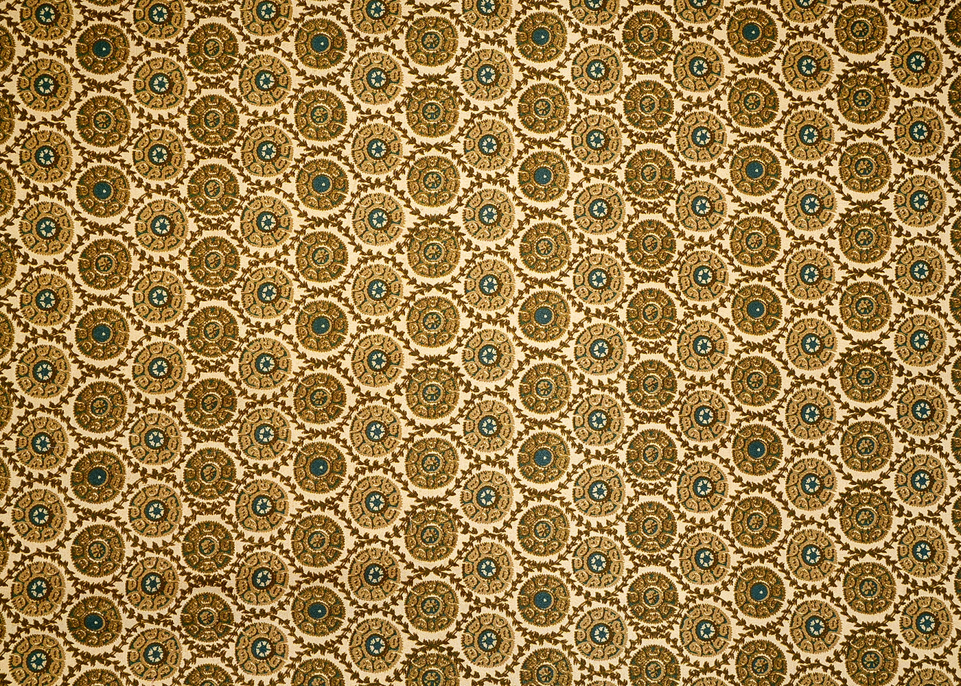 Mehendi Green Cotton Silk Fabric with Allover Circle Motifs 13916