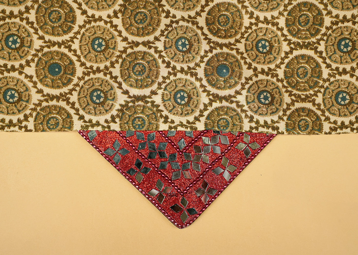 Mehendi Green Cotton Silk Fabric with Allover Circle Motifs 13916