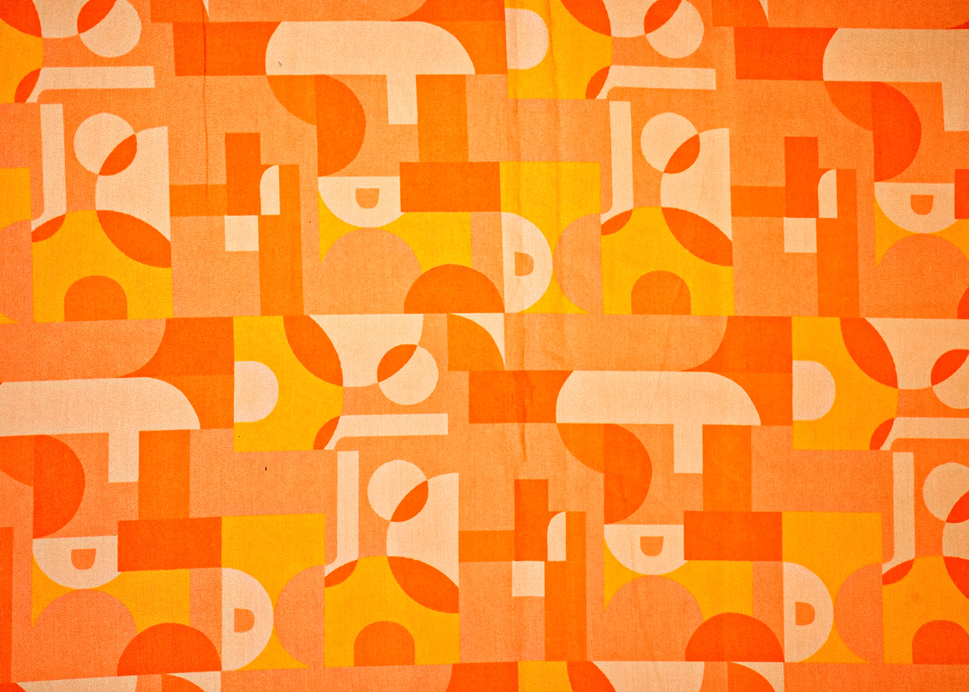 Orange Cotton Silk Fabric with Allover Abstract Pattern 13917