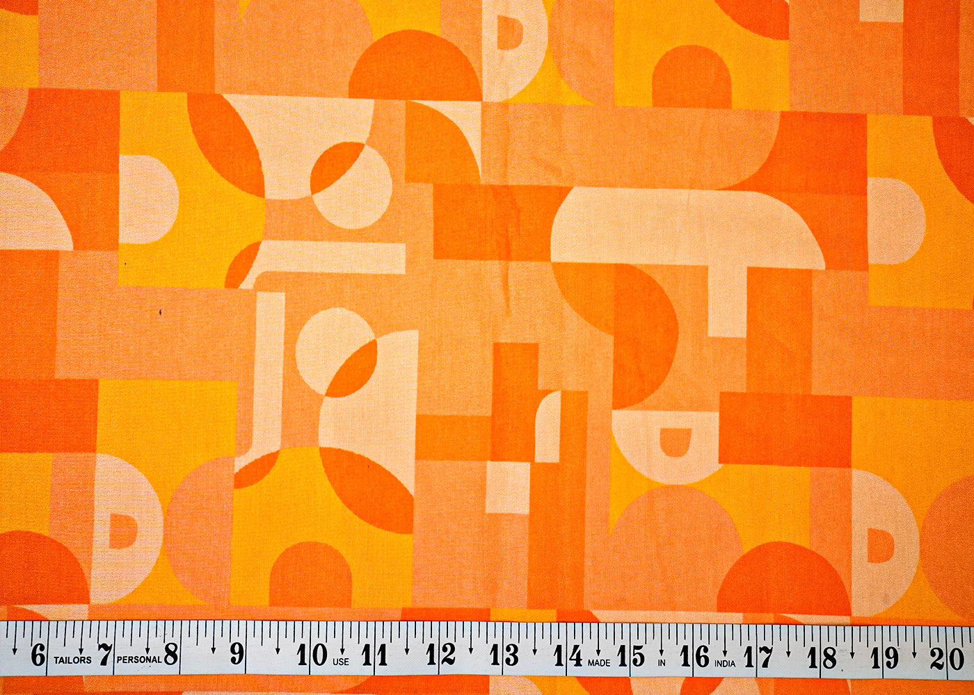 Orange Cotton Silk Fabric with Allover Abstract Pattern 13917