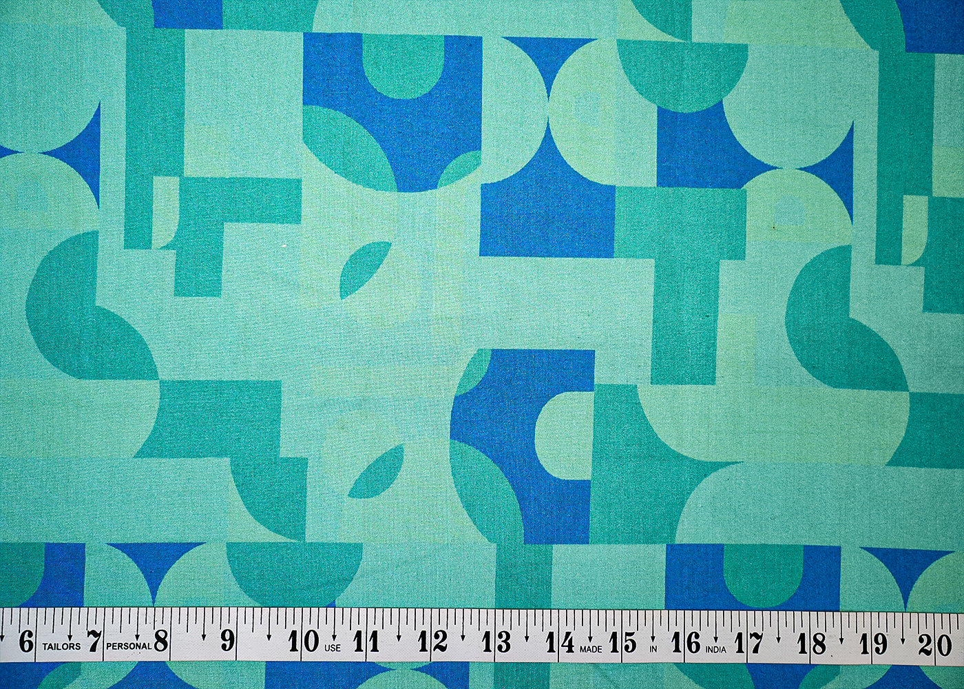 Firozi Cotton Silk Fabric with Allover Abstract Pattern 13922