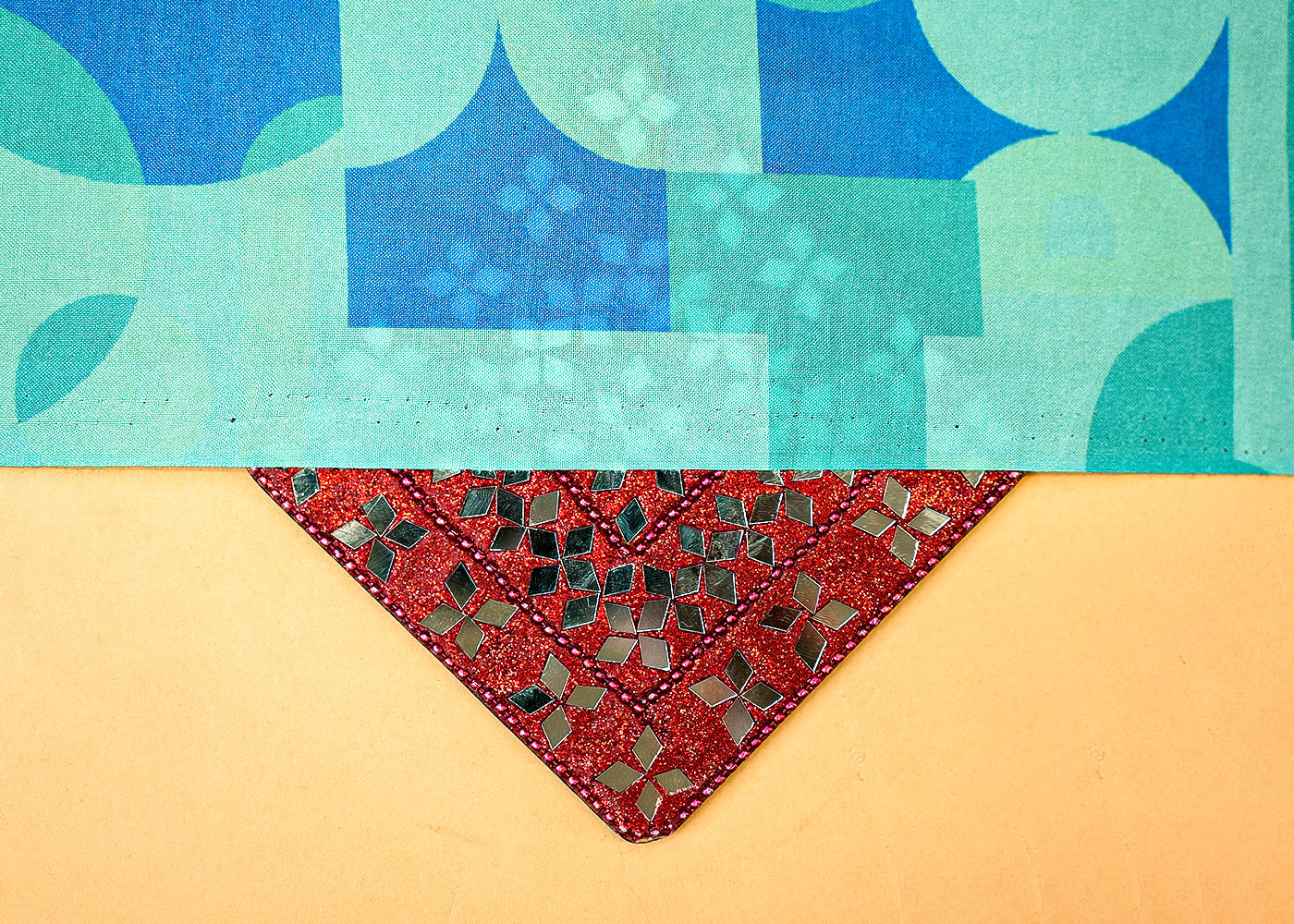 Firozi Cotton Silk Fabric with Allover Abstract Pattern 13922