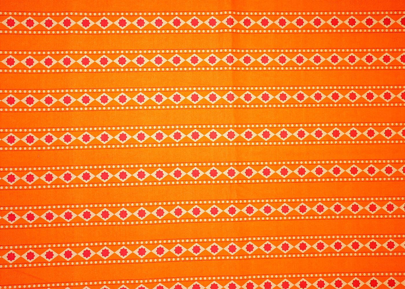 Orange Cotton Silk Fabric with Alternate Stripes Pattern 13924