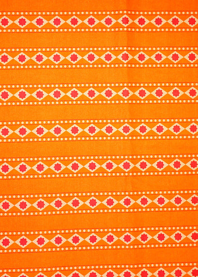 Orange Cotton Silk Fabric with Alternate Stripes Pattern 13924