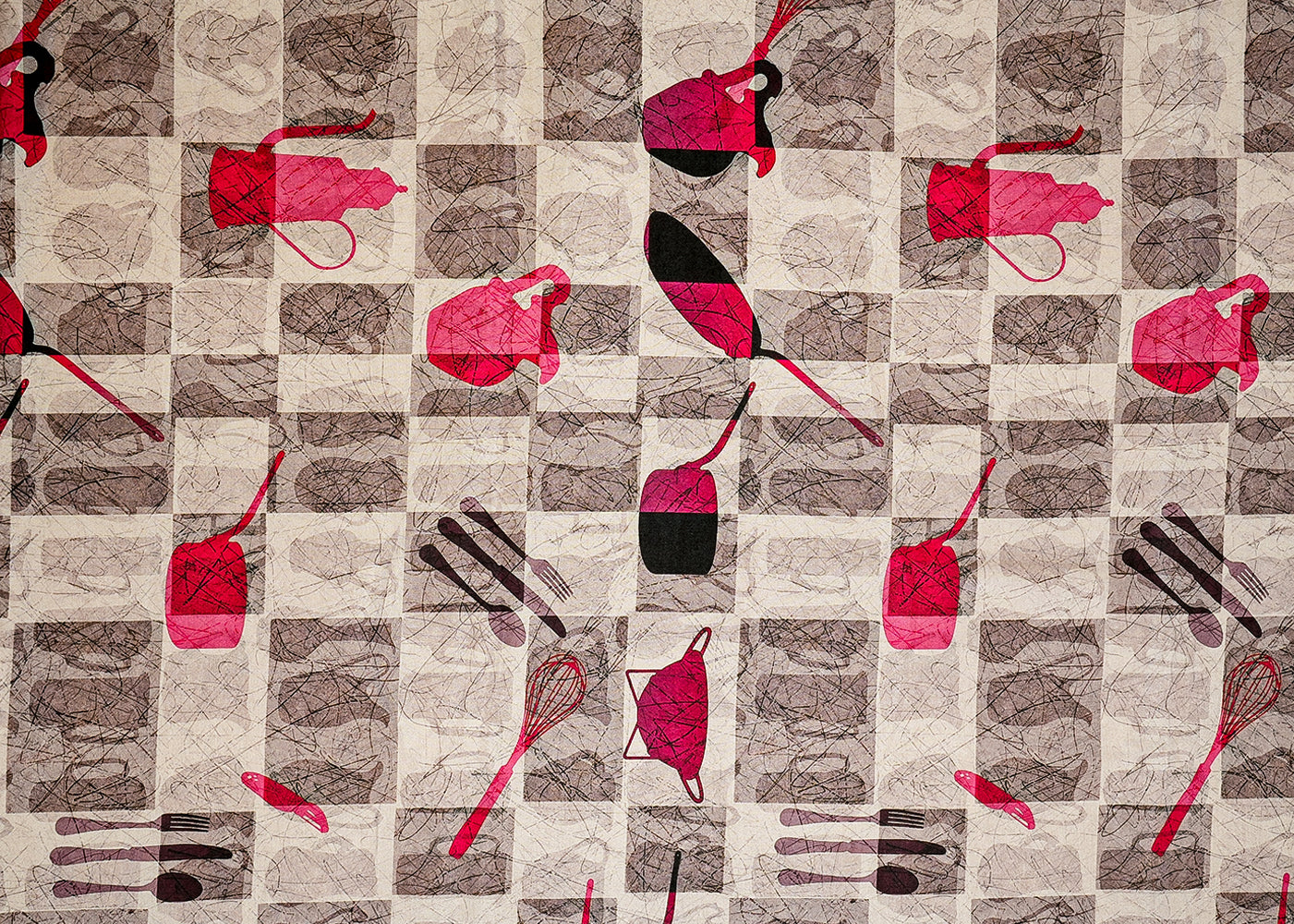 Grey Cotton Silk Fabric with Allover Crockery Print 13927