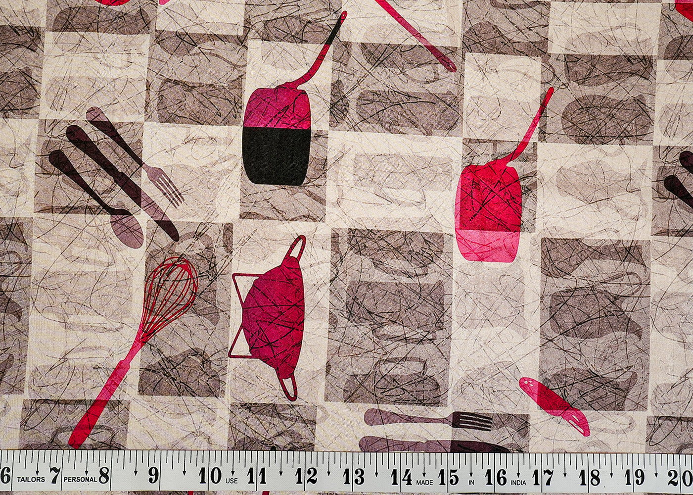 Grey Cotton Silk Fabric with Allover Crockery Print 13927