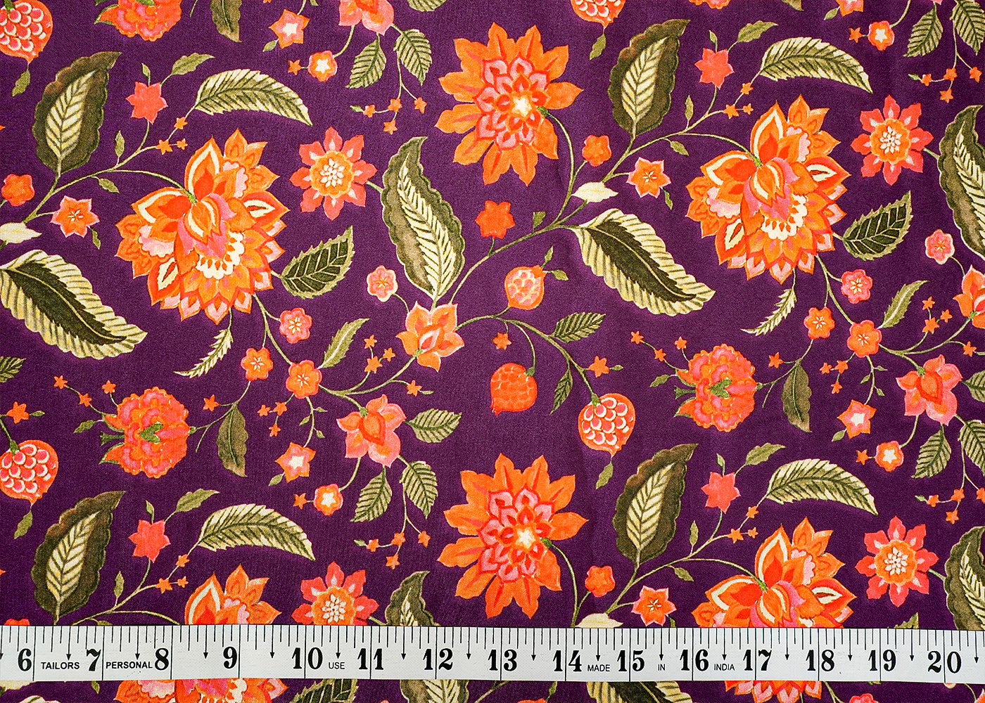 Purple Cotton Silk Fabric with Allover Flower Print 13934