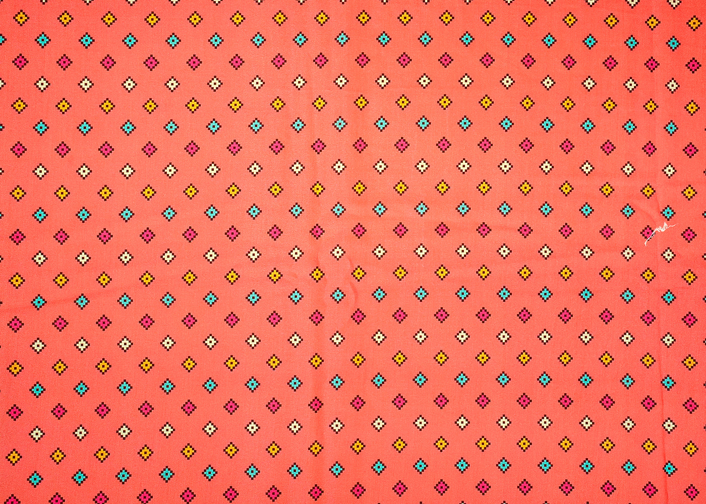 Gajri Cotton Silk Fabric with Allover Multi-Color Diamond Boxes 13936