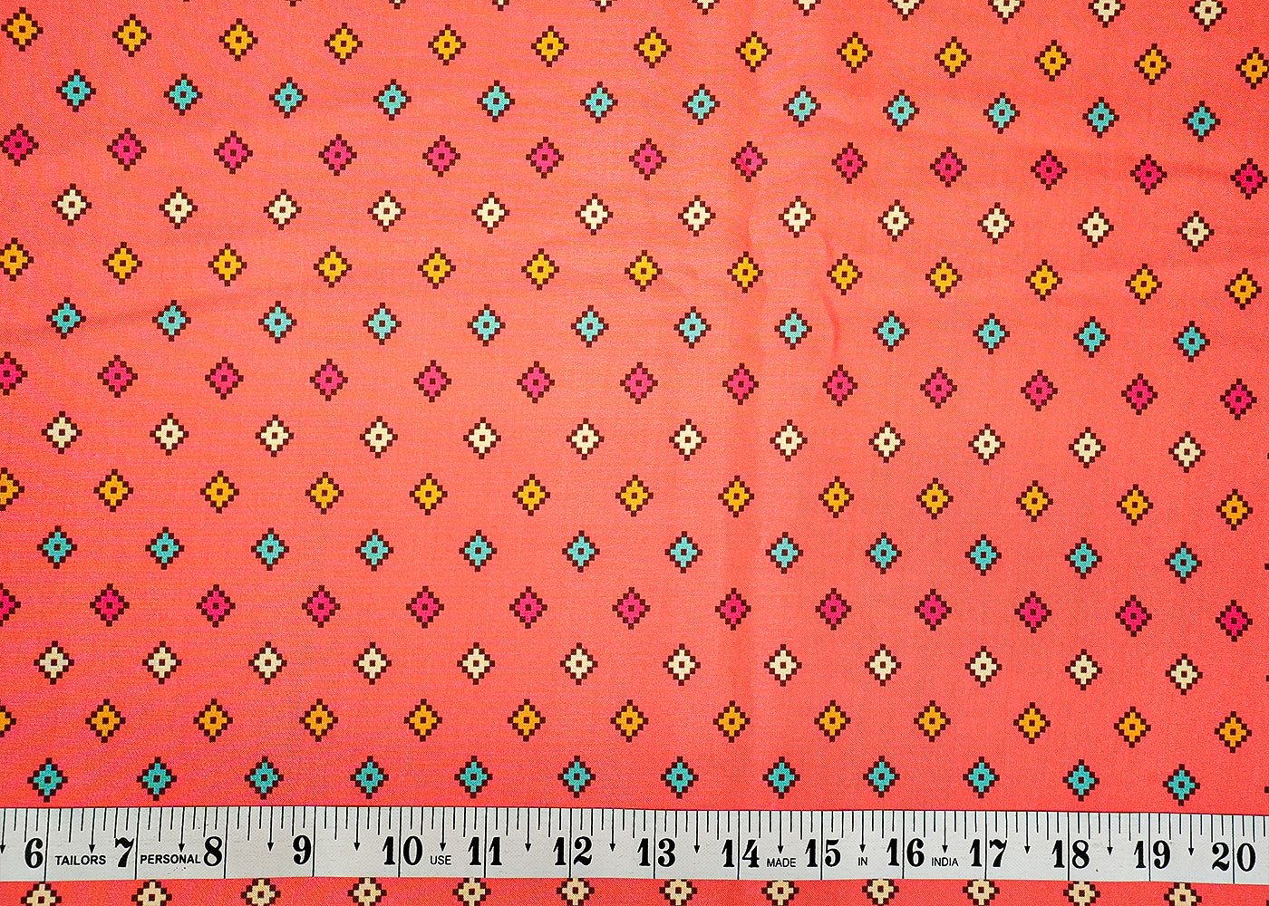 Gajri Cotton Silk Fabric with Allover Multi-Color Diamond Boxes 13936