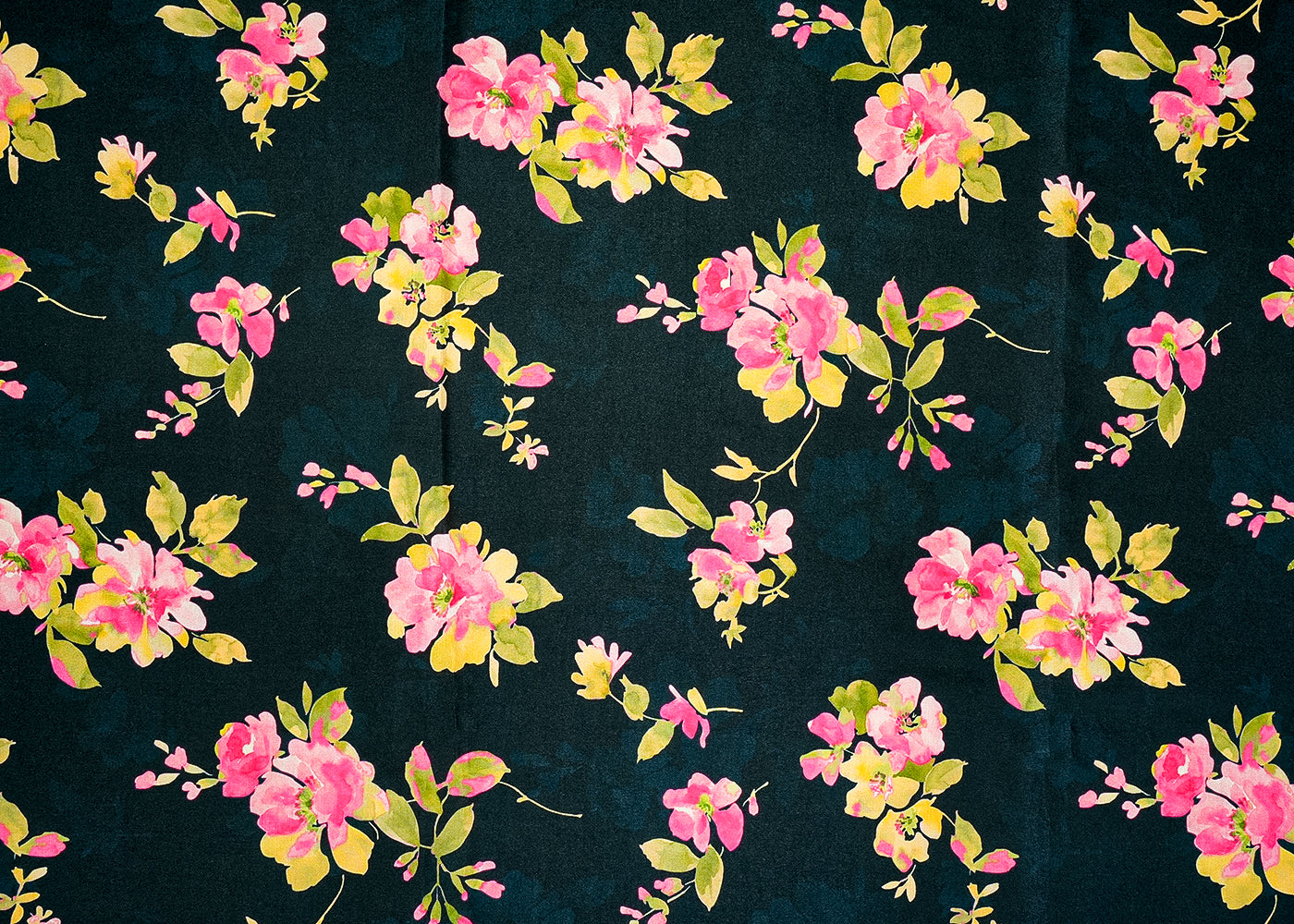 Teal Cotton Silk Fabric with Allover Flower Print 13937