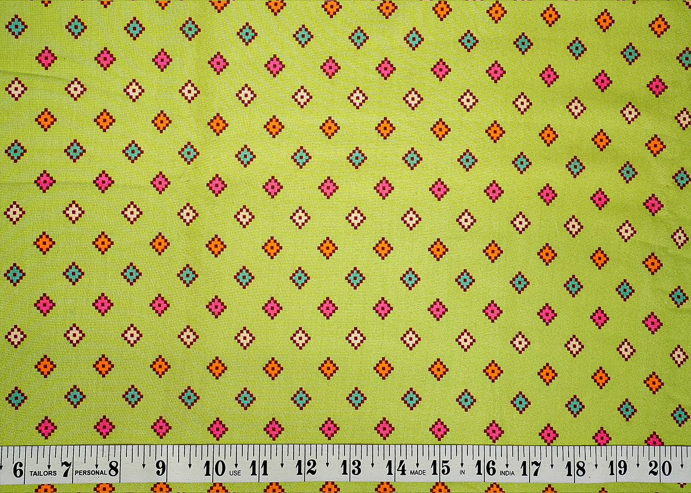 Gajri Cotton Silk Fabric with Allover Multi-Color Diamond Boxes 13938