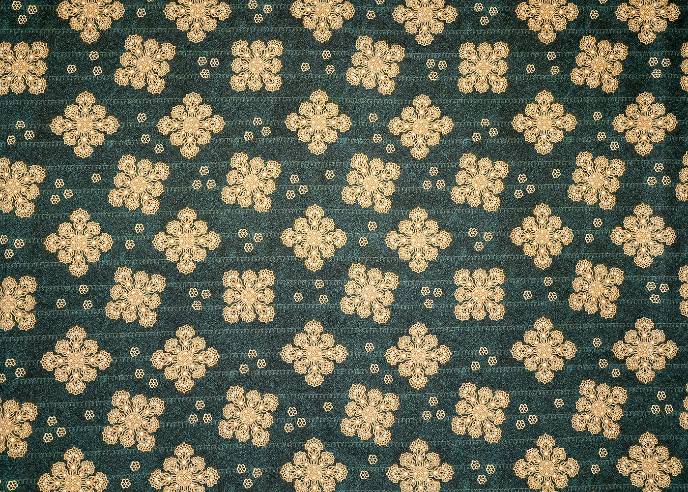Bottle Green Cotton Silk Fabric with Allover Traditional Motifs and Tiny Flowers 13941