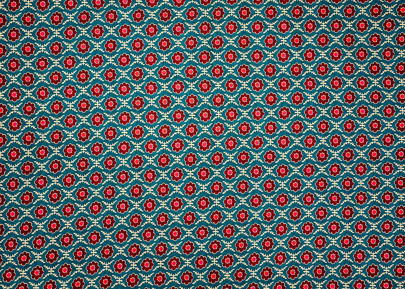 Blue & Maroon Cotton Silk Fabric with Allover Flower Print 13942