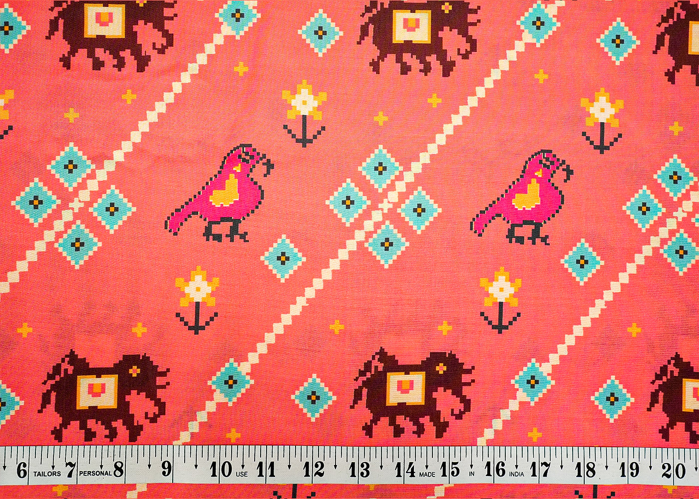Gajri Cotton Silk Fabric with Allover Animal Prints 13945