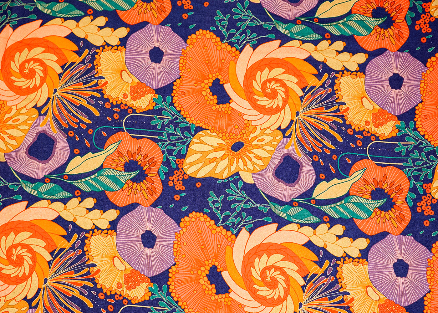 Purrple Moss Crepe Fabric with Allover Flower Motif 13947