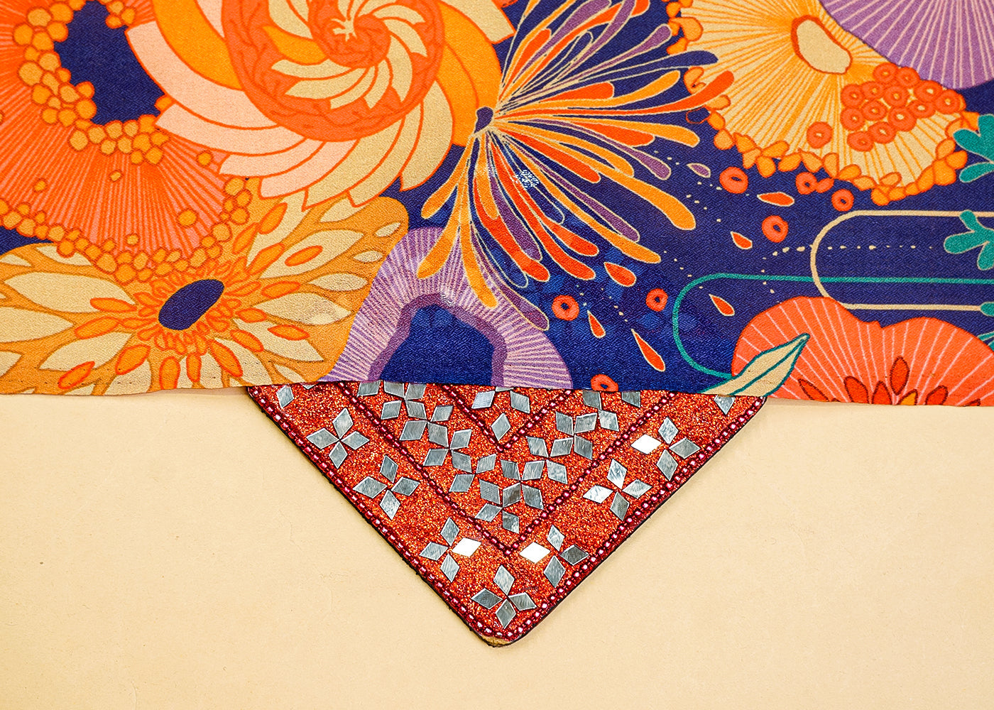 Purrple Moss Crepe Fabric with Allover Flower Motif 13947