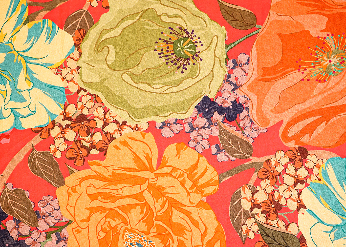 Yellow Moss Crepe Fabric with Allover Big Flower Motif 13948