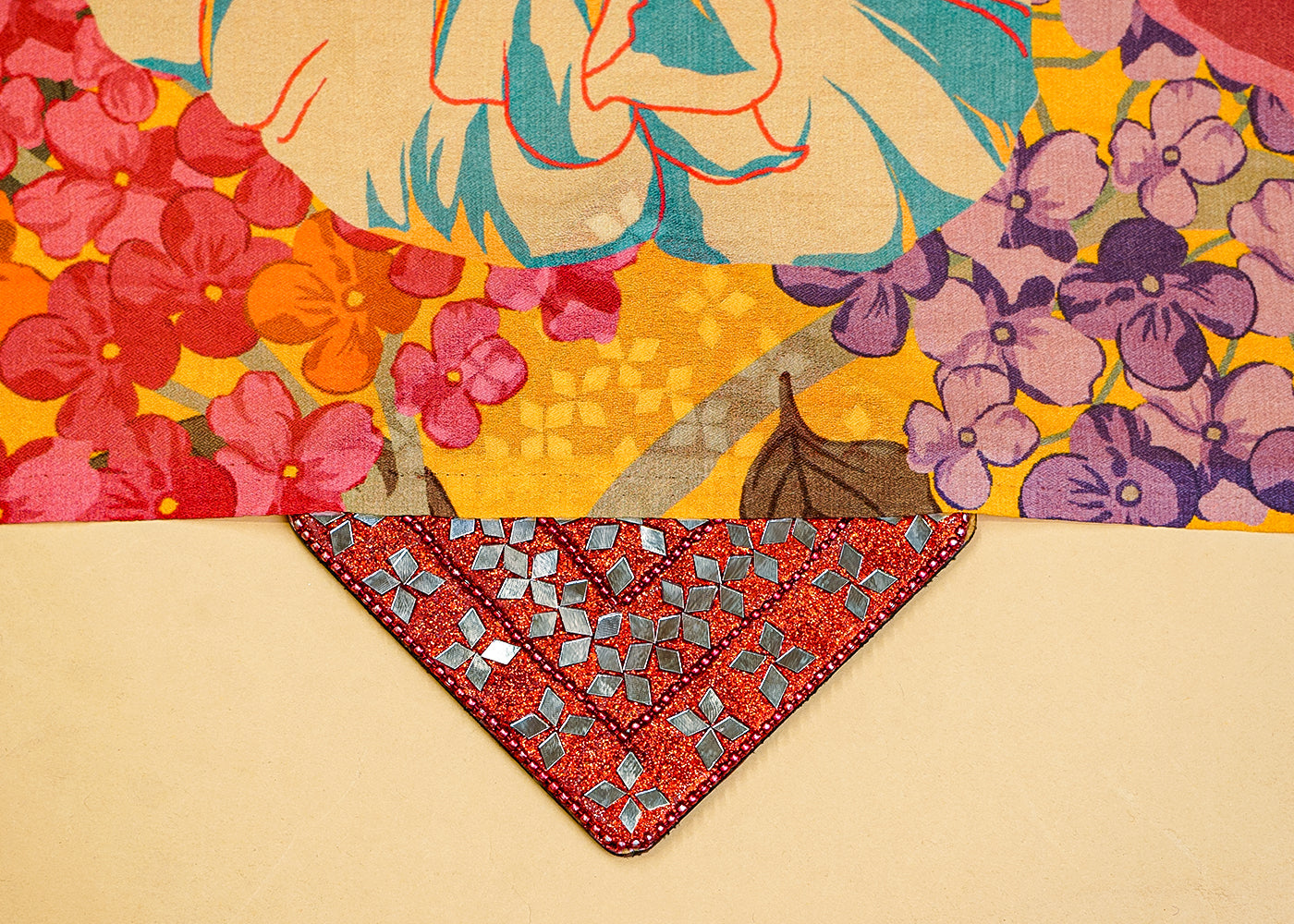 Yellow Moss Crepe Fabric with Allover Big Flower Motif 13949