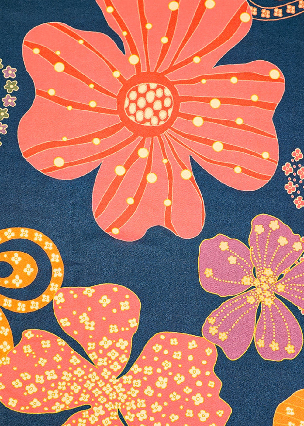 Peacock Blue Moss Crepe Fabric with Allover Big Flower Motif 13952