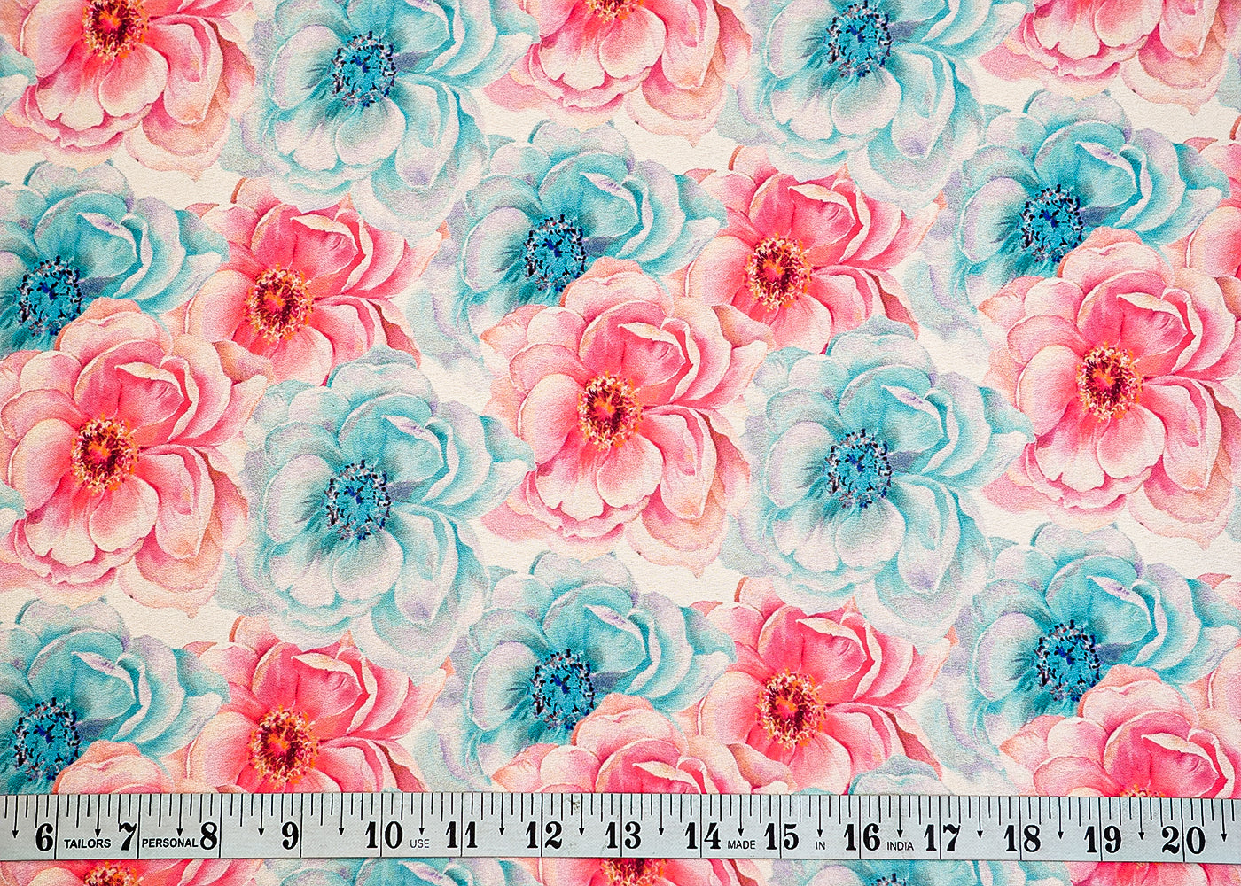 White Moss Crepe Fabric with Allover Flower Motif 13958