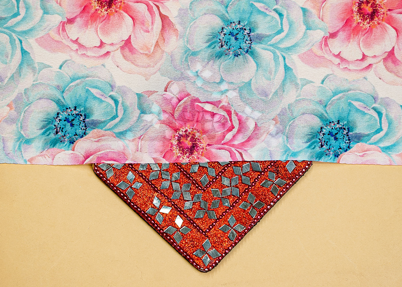 White Moss Crepe Fabric with Allover Flower Motif 13958