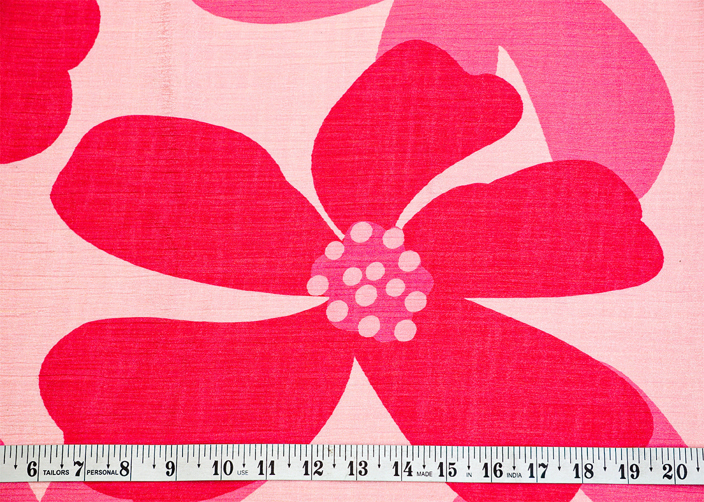 Pink Chinon Chiffon Fabric with Allover Big Floral Pattern 13961
