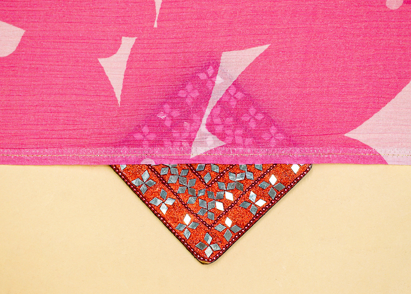 Pink Chinon Chiffon Fabric with Allover Big Floral Pattern 13961
