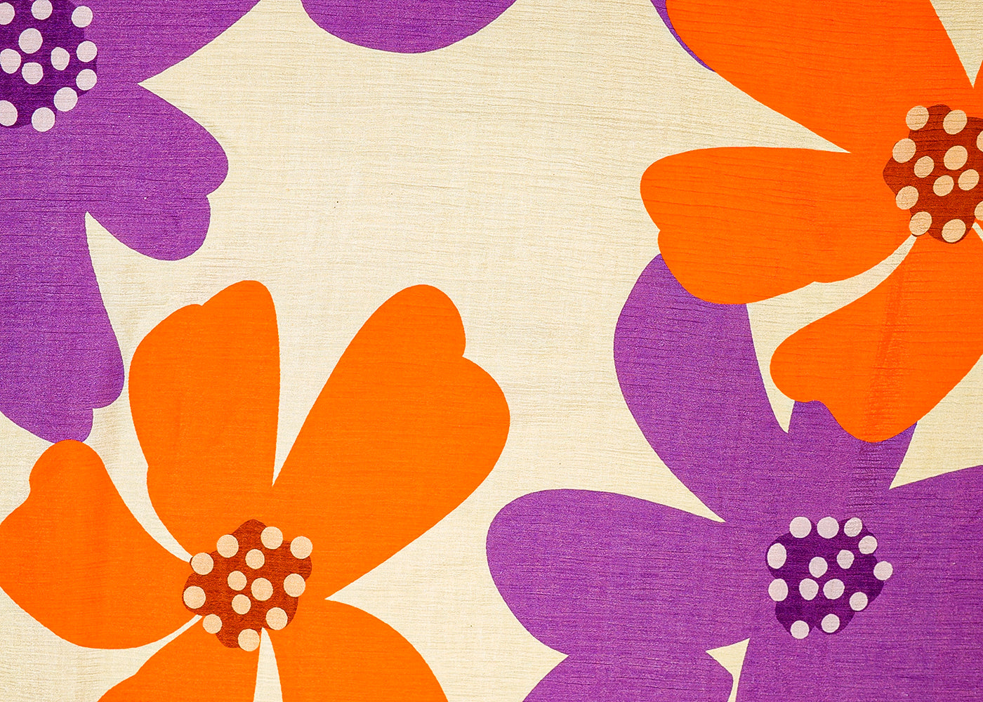 Orange & Purple Chinon Chiffon Fabric with Allover Multi-Color Flowers 13966