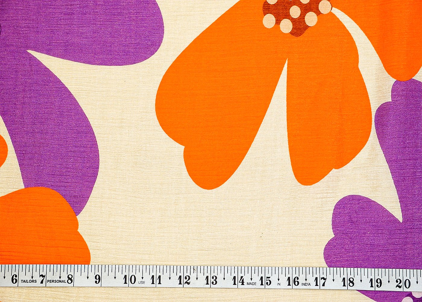 Orange & Purple Chinon Chiffon Fabric with Allover Multi-Color Flowers 13966