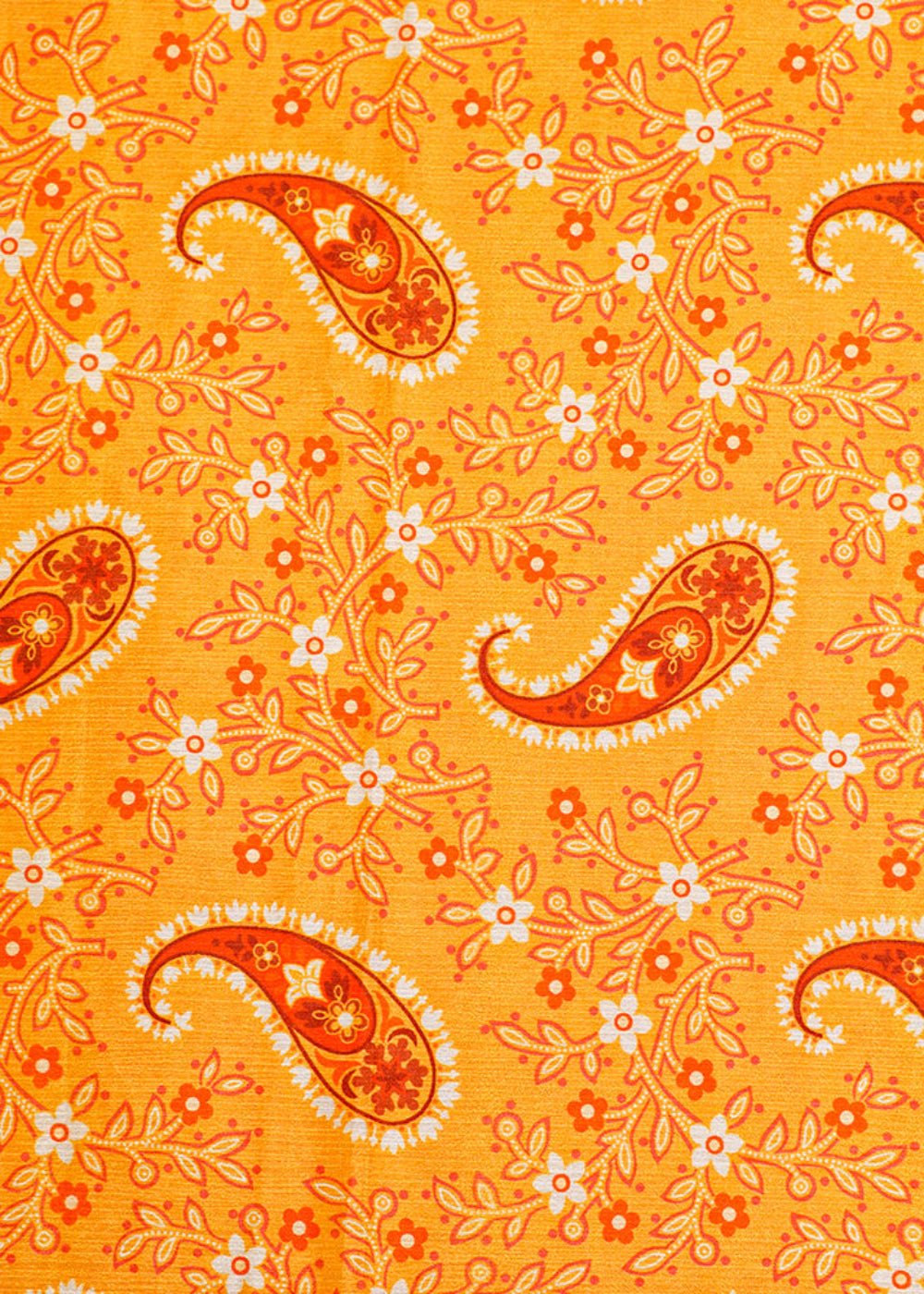 Light-Orange-Chinon-Chiffon-Fabric-with-Allover-Paisley-Leaf-Print-13978