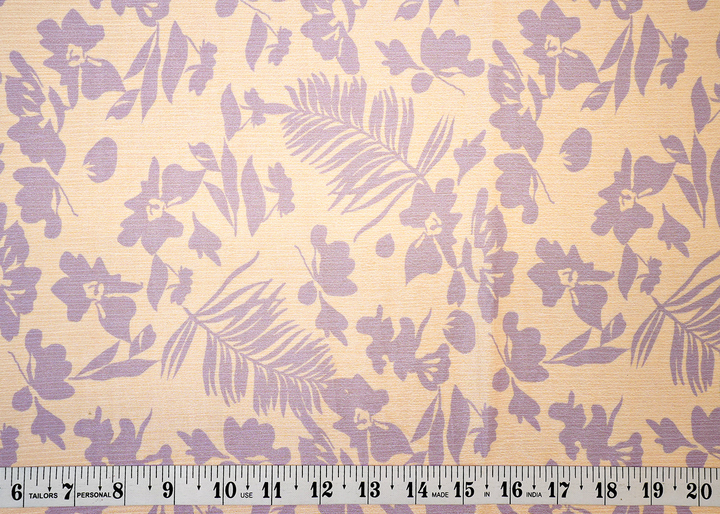 Beige Chinon Chiffon Fabric with Allover Flowers and Leaves 13981