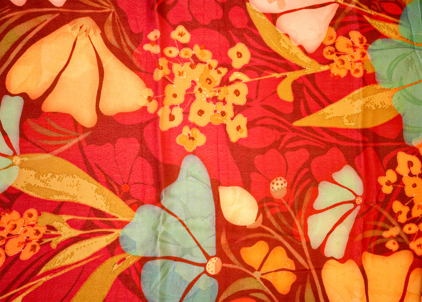 Wine Chinon Chiffon Fabric with Allover Floral Pattern 13988