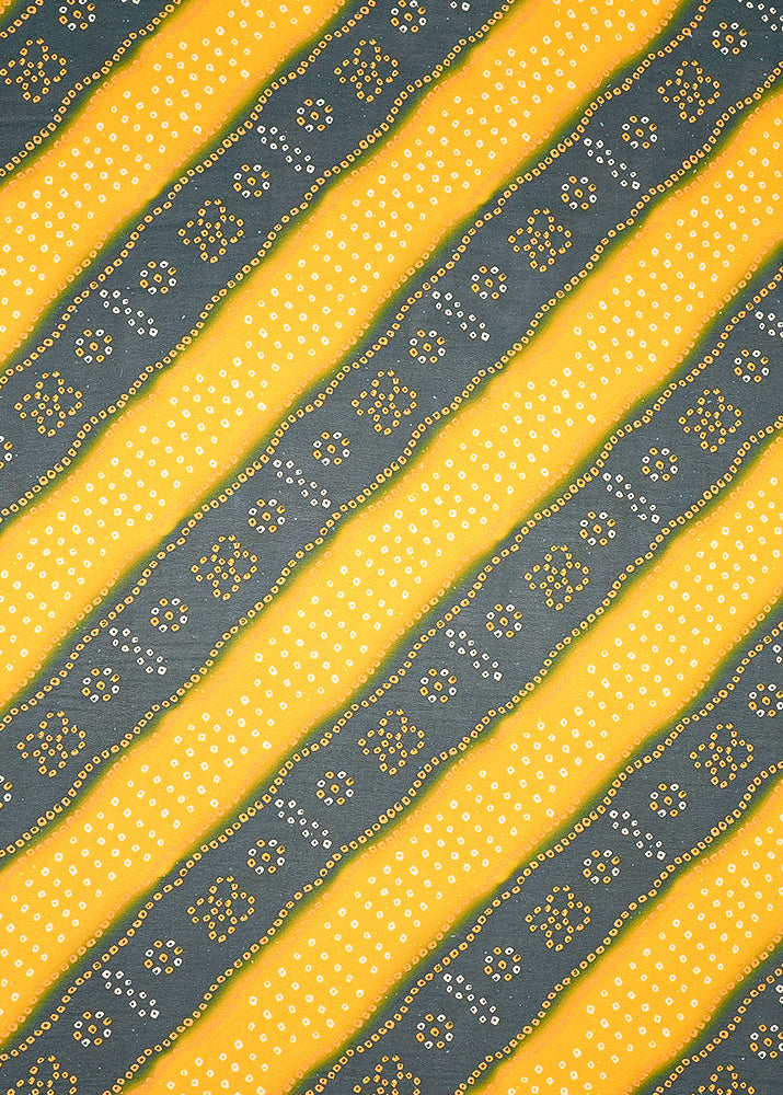 Yellow-And-Blue-Georgette-Fabric-with-Allover-Diagonal-Stripes-of-Bandhani-13991