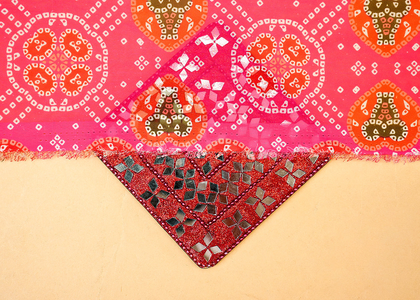 Pink Georgette Fabric with Allover Bandhani Prints 13996