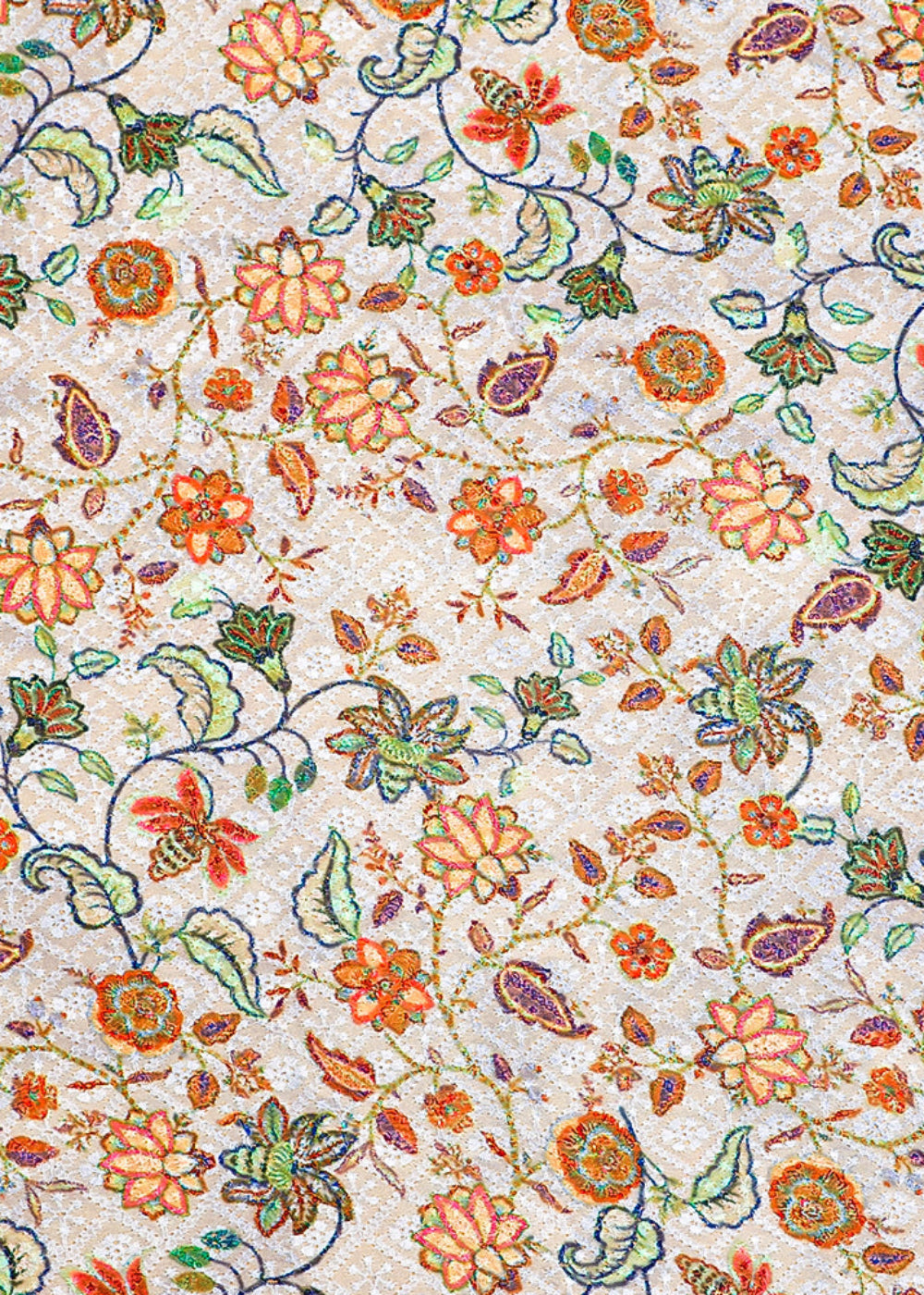 White-Georgette-Dobby-Fabric-with-Allover-Flower-Motif-14002