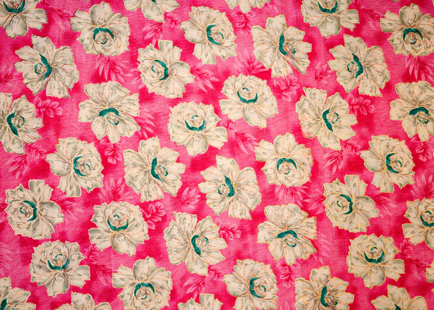 Pink Chinon Chiffon Fabric with Allover White Flowers 14006