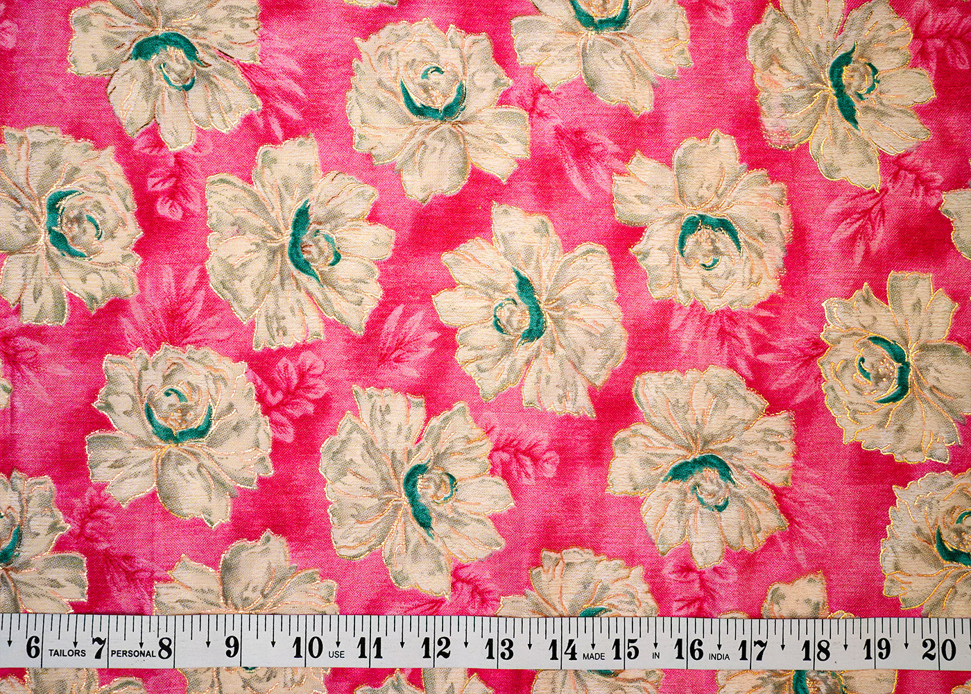 Pink Chinon Chiffon Fabric with Allover White Flowers 14006