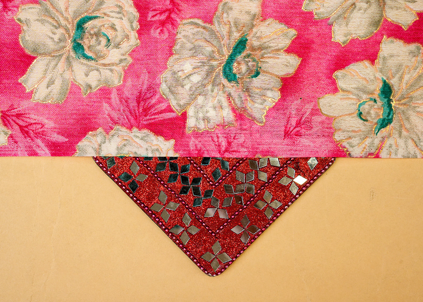 Pink Chinon Chiffon Fabric with Allover White Flowers 14006