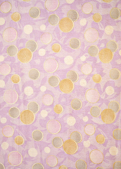 Lavender Chinon Chiffon Fabric with Allover Multi-Color Circles 14007