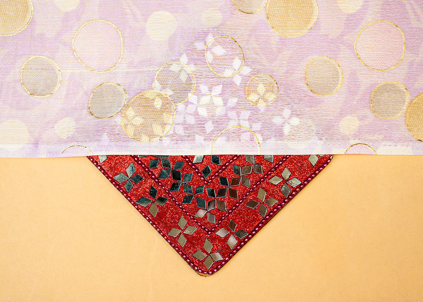 Lavender Chinon Chiffon Fabric with Allover Multi-Color Circles 14007
