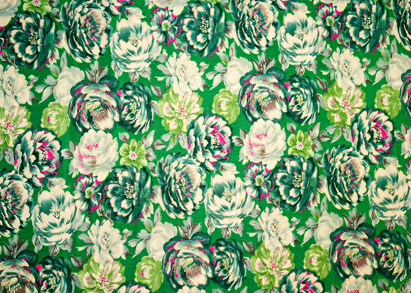 Dark Green Chinon Chiffon Fabric with Allover Floral Pattern 14009