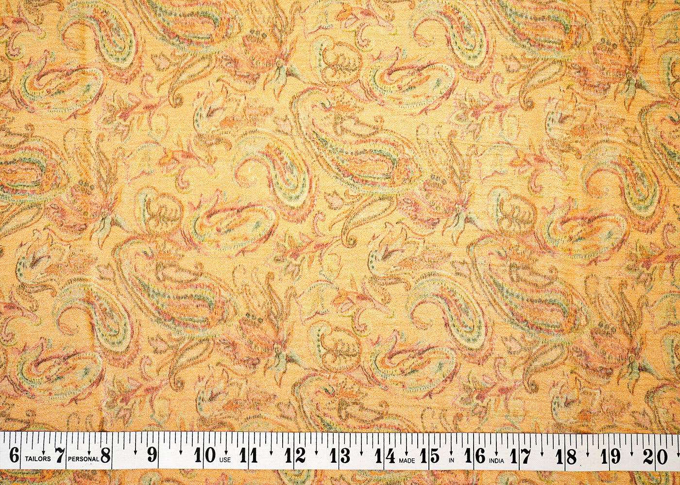 Beige Crushed Tissue Fabric with Allover Paisley Print and Lurex Thread 14020