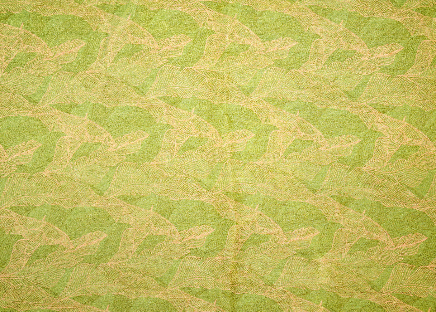 Light Green Crushed Tissue Fabric with Allover Floral Print and Lurex Thread 14025