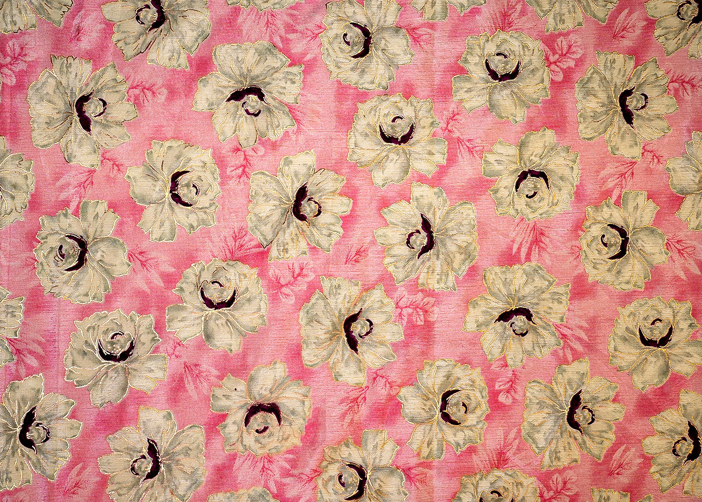 Baby Pink Chinon Chiffon Fabric with Allover White Flowers 14033
