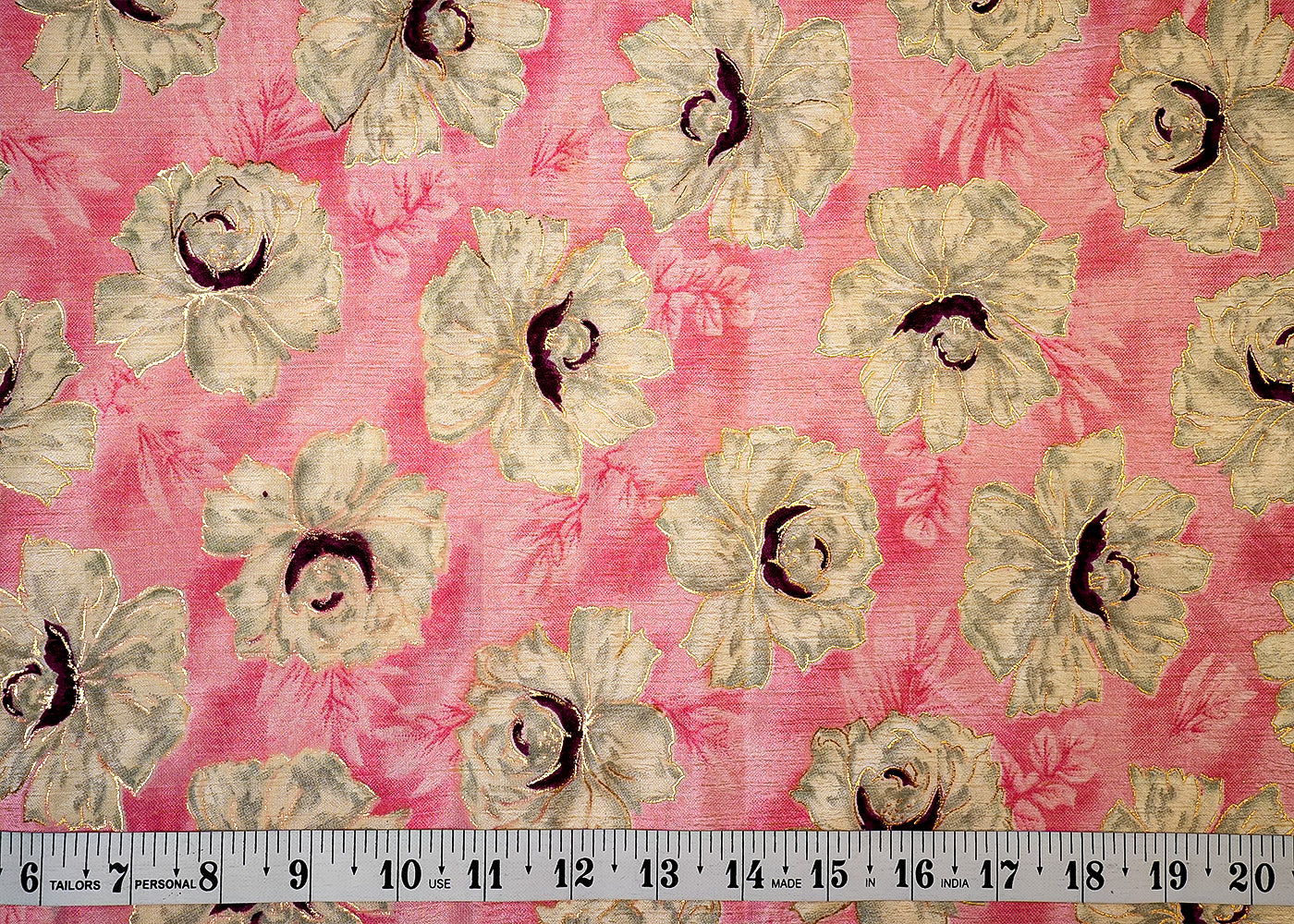 Baby Pink Chinon Chiffon Fabric with Allover White Flowers 14033