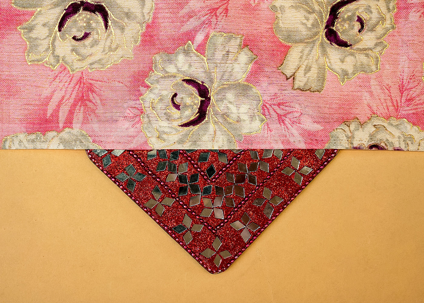 Baby Pink Chinon Chiffon Fabric with Allover White Flowers 14033