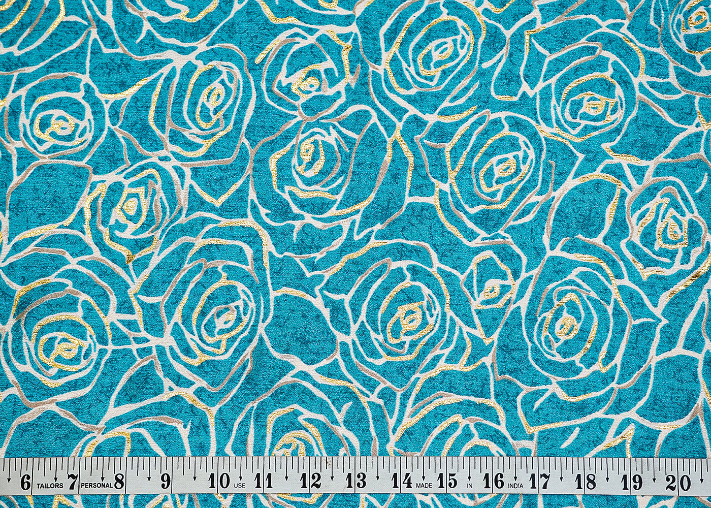 Firozi Chinon Chiffon Fabric with Allover Floral Pattern 14034