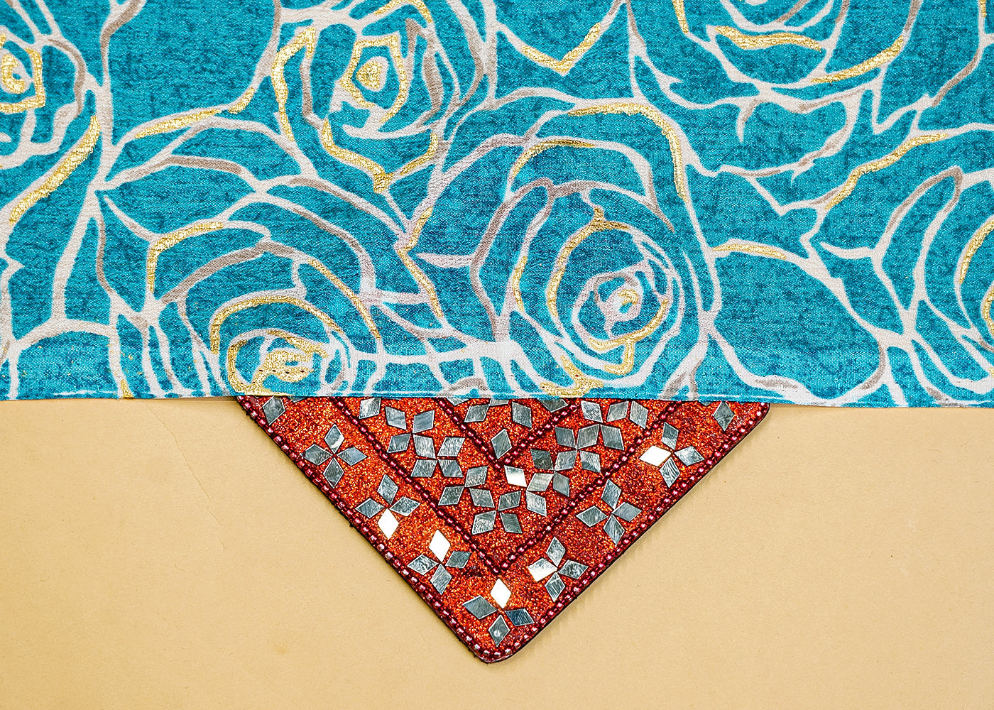 Firozi Chinon Chiffon Fabric with Allover Floral Pattern 14034