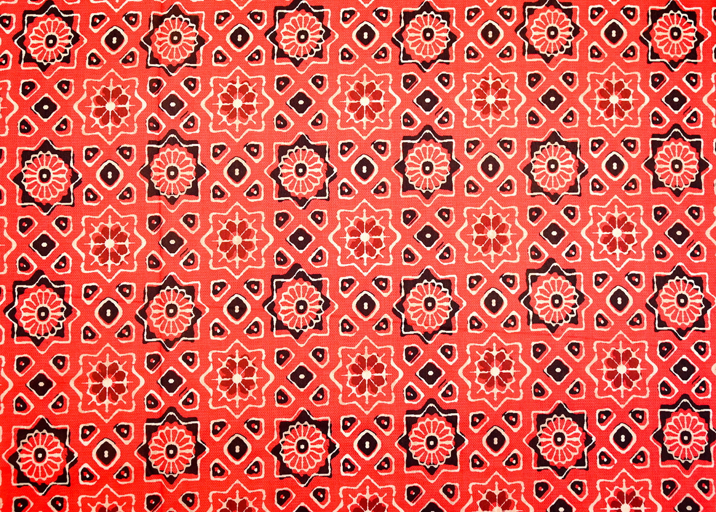 Red Muslin Fabric with Allover Traditional Pattern 14048