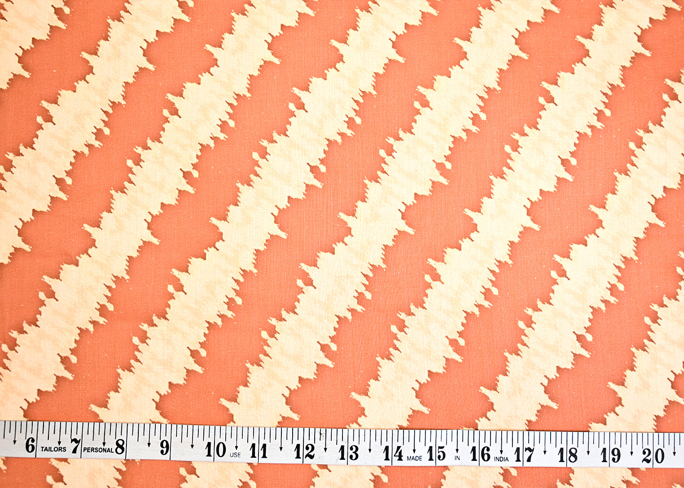 Dark Peach Muslin Fabric with Allover Diagonal Stripes 14049